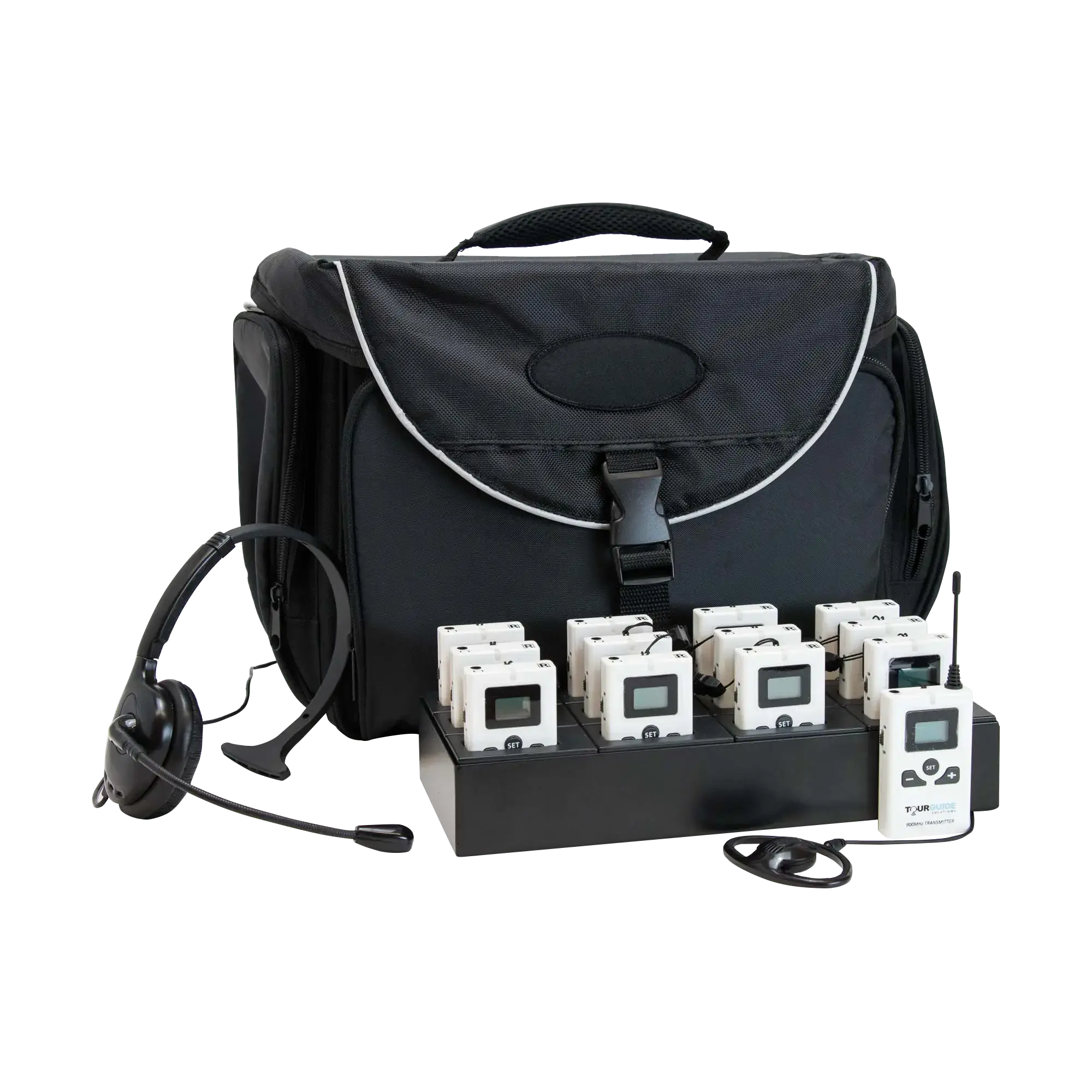 Person placing task list card into walnut card holder next to felt carrying case on leather desk pad.